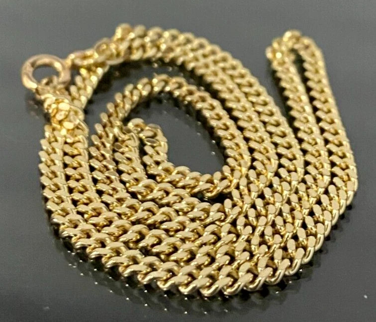 14K Yellow Gold Curb Link Short Chain Necklace 39.50cm Long