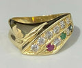 14K Yellow Gold W/ Ruby Sapphire Emerald & CZ Stone Dress Ring Size P - 7 1/2