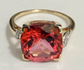 10K Yellow Gold 6.80CT Topaz & Diamond Ring Size L (US 5.75)
