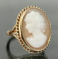 9K Yellow Gold & Carved Cameo Ring Size P - 7 1/2