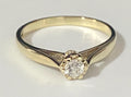 9K Yellow Gold & 0.15CT Diamond Illusion Set Solitaire Ring Size L 1/2 - 6