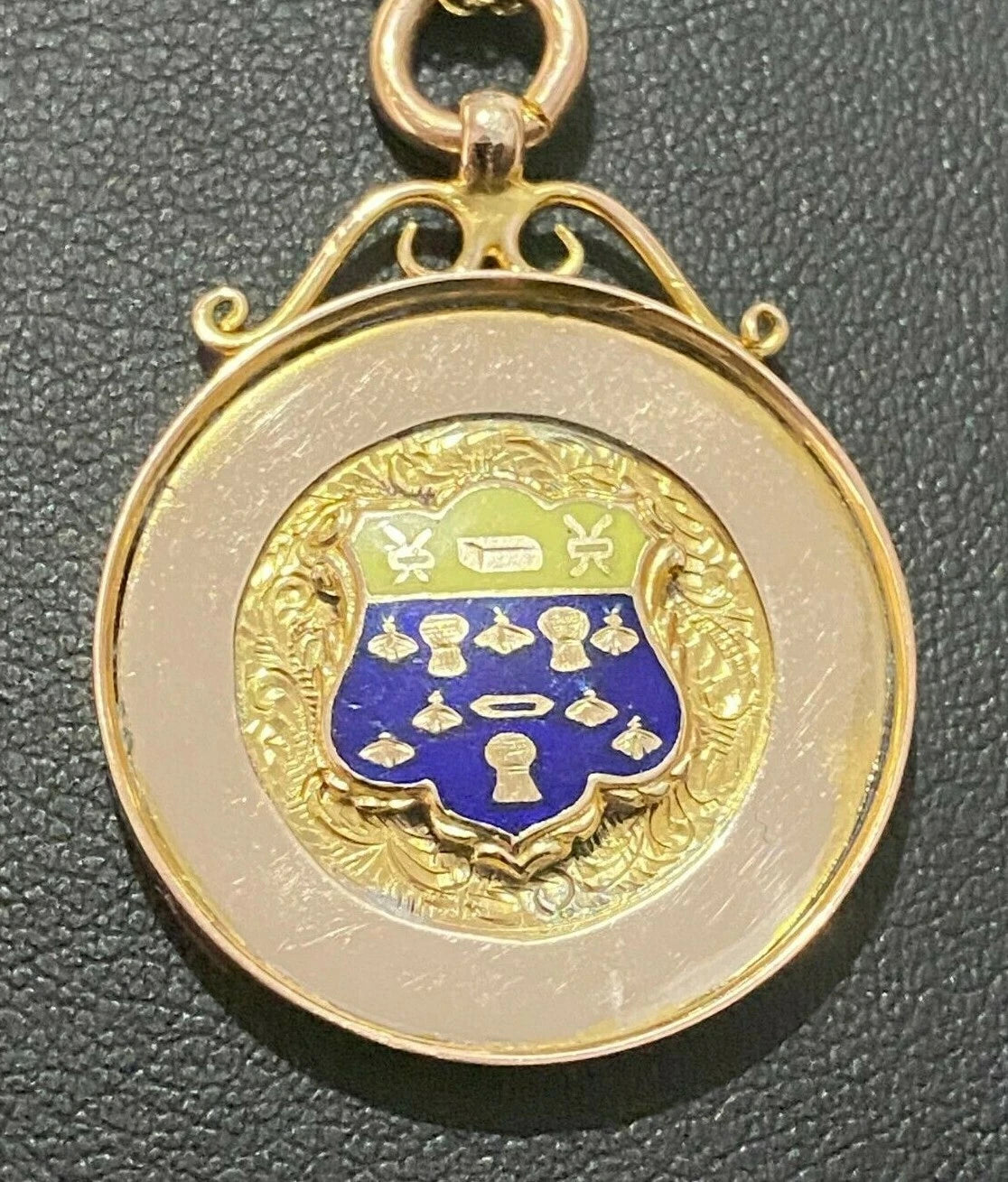 9K Rose Gold & Enamel Fob Medal - Circa 1920's