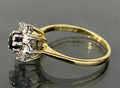 18K Yellow Gold W/ Sapphire & 0.25CT Diamond Cluster Ring Size M - 6 1/4