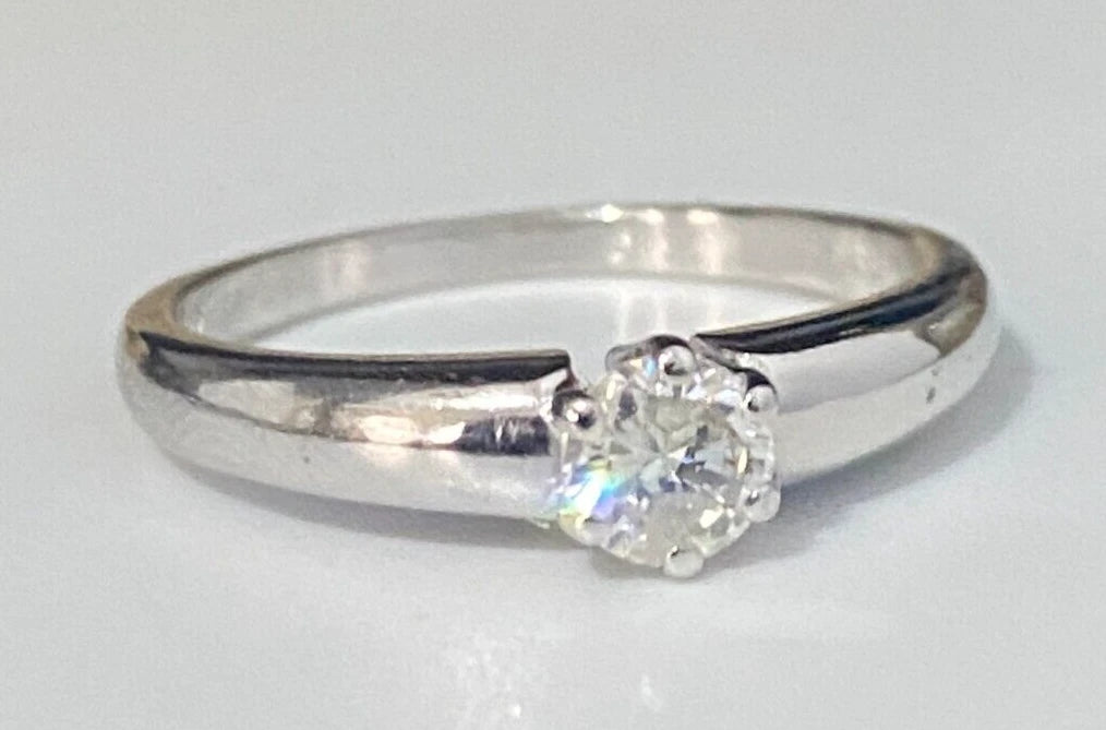 18K White Gold & 0.44CT Diamond Solitaire Ring Size Q - 8