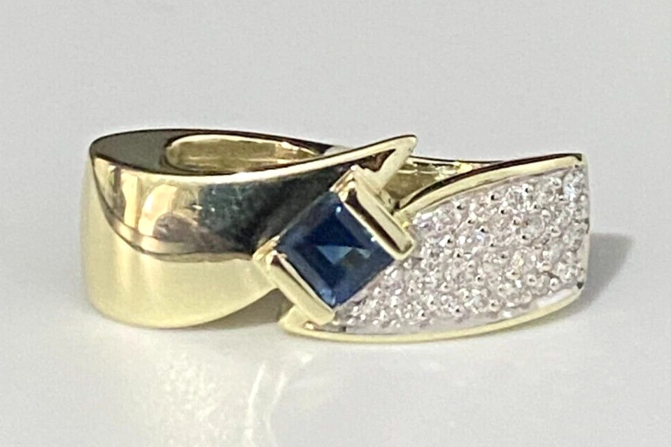 14K Yellow Gold W/ Sapphire & 0.24CT Diamond Pave Set Pendant