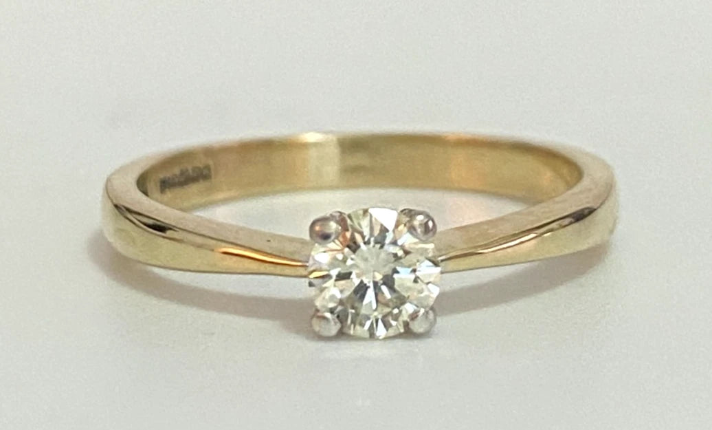 9K Yellow Gold & 0.33CT Diamond Solitaire Engagement Ring - Size M (US 6.25)