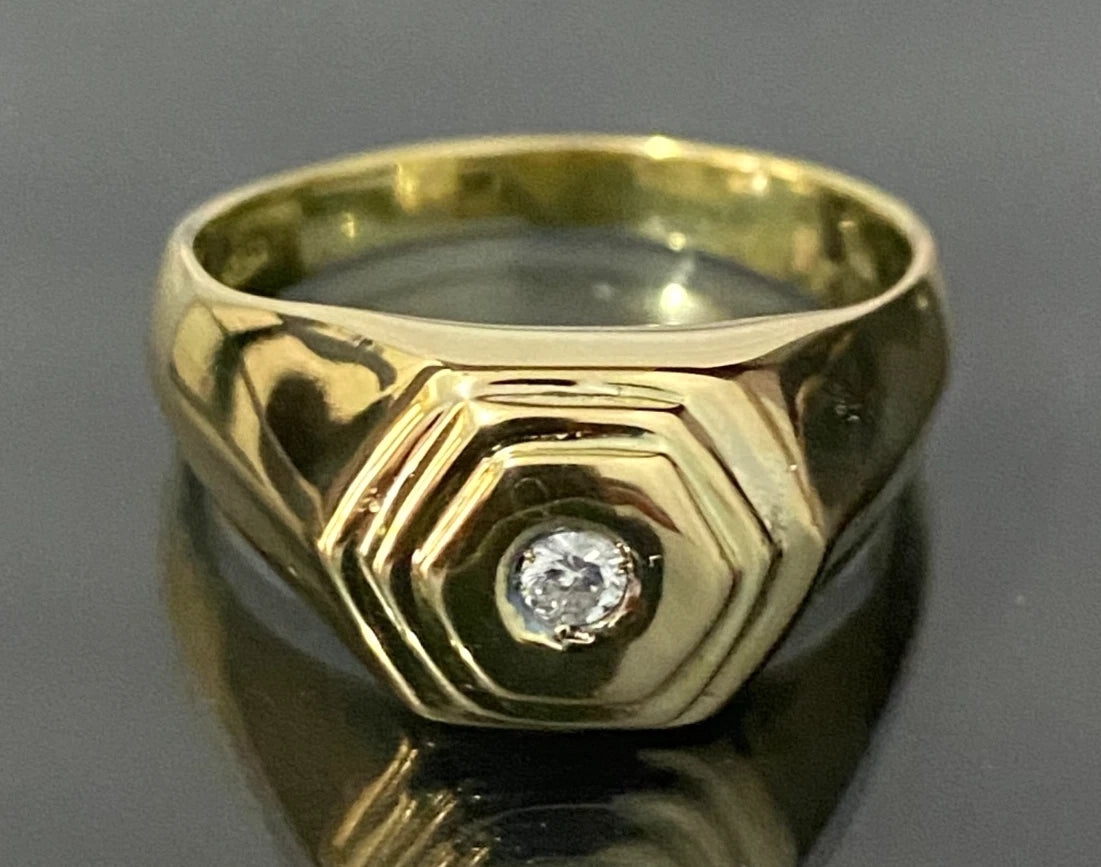 18K Yellow Gold & Diamond Men's Ring Size U - 10 1/2
