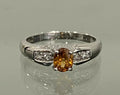 9K White Gold W/ Citrine & White Zircon Ring Size N 1/2 - 6 3/4