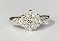 18K White Gold & 0.55CT Diamond Cluster Ring Size J 1/2 - 5