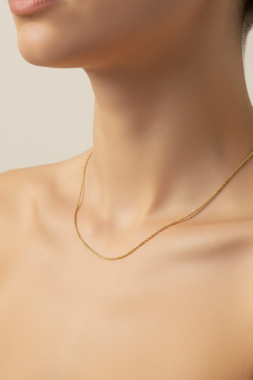 9K Yellow Gold Rope Link Chain Necklace 46cm Long
