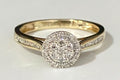 10K Yellow Gold & 0.25CT Diamond Halo engagement Ring Size O - 7 1/4