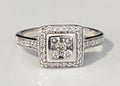 18K White Gold & 0.50CT Diamond Square Engagement Ring Size O - 7 1/4