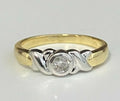 18K Yellow Gold & Diamond Solitaire Bezel Ring Size M 1/2 - 6 1/4