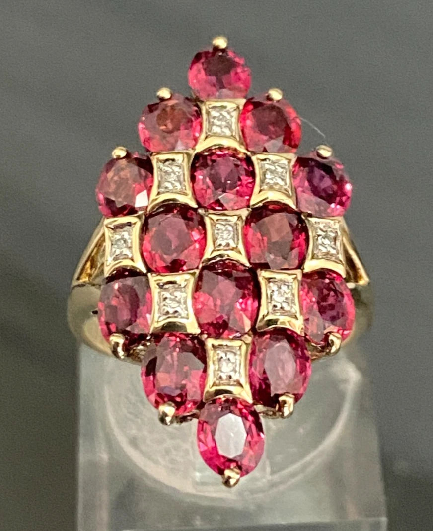 9ct Yellow Gold with 3.50CT Ruby & Diamond Statement Ring Size N (US 6.75)