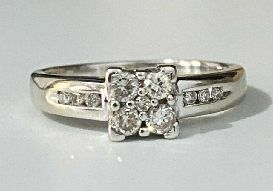 18K White Gold & 0.23CT Diamond Engagement Ring Size M - 6
