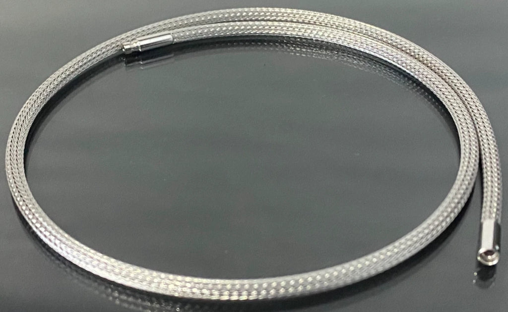 18ct White Gold Omega Mesh Chain Necklace 42cm Flexible Woven Style
