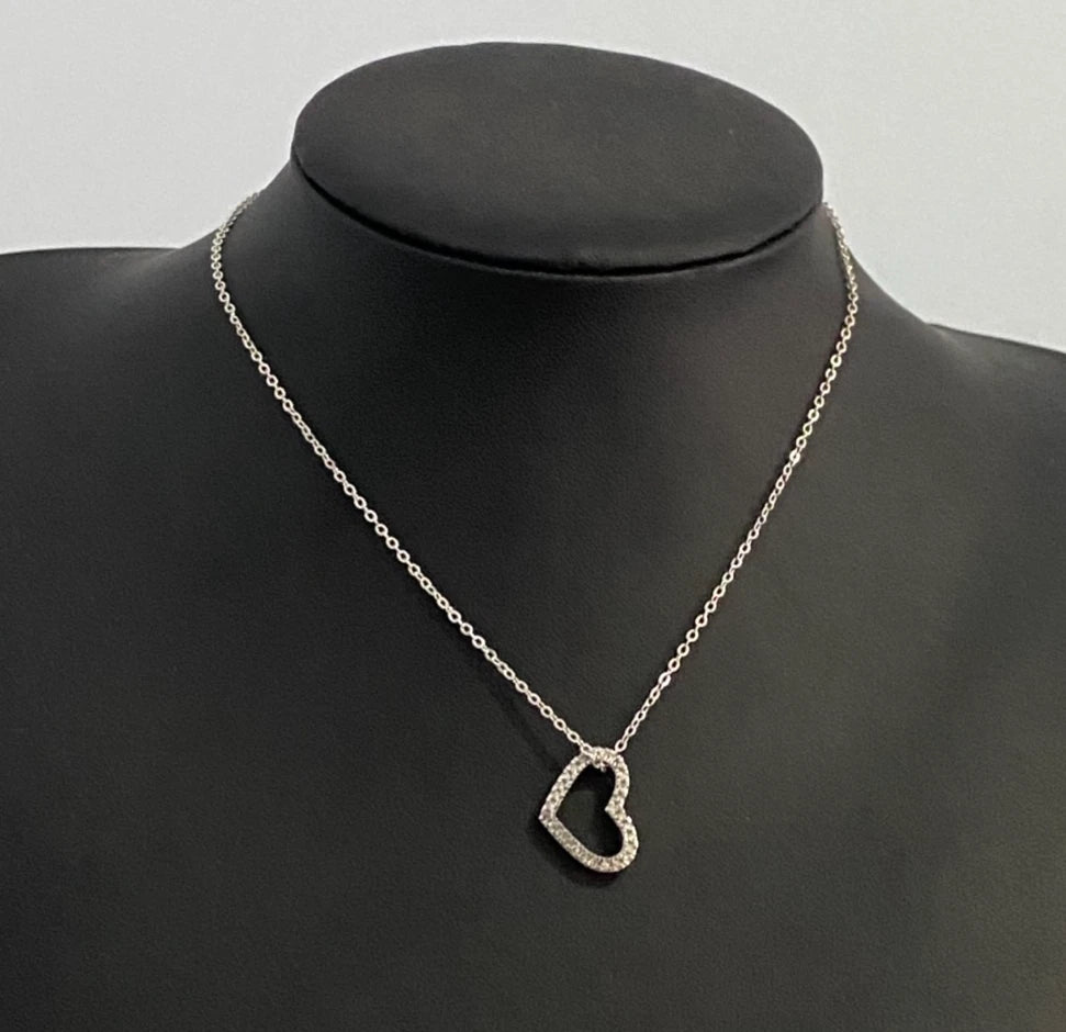 9K White Gold & 0.25CT Diamond Heart Pendant