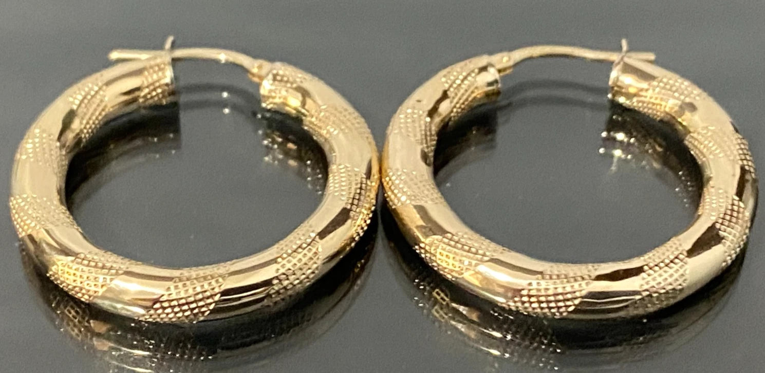 Italian 9K Yellow Gold Hoop Earrings 27.0mm