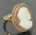 9K Yellow Gold & Shakespeare Carved Cameo Ring Size P 1/2 - 7 3/4