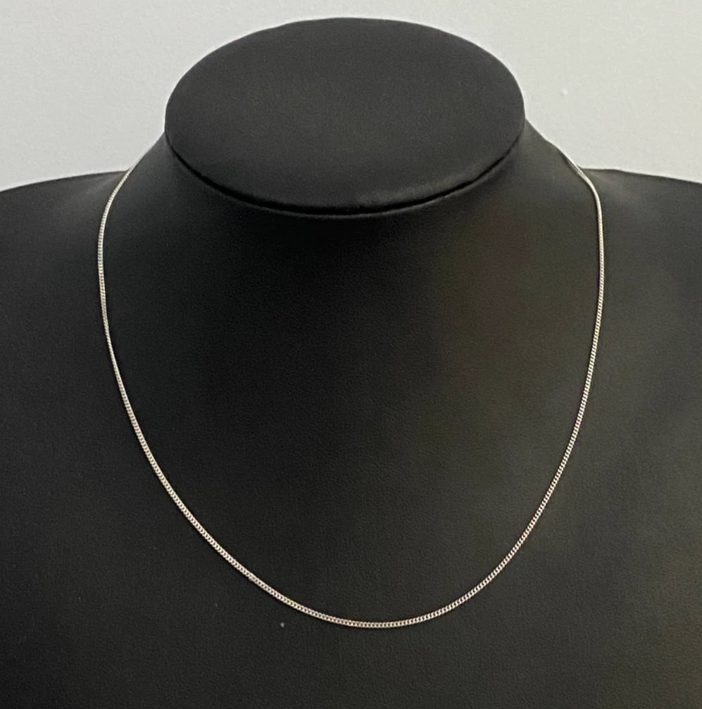 18K White Gold Curb Link Chain Necklace 44cm Long