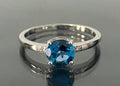 Sterling Silver London Blue Topaz & Diamond Ring – Size N (6.75)