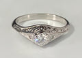 18K White Gold & Diamond Filigree Solitaire Ring Size J - 5
