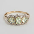 10K Yellow Gold Tourmaline & Natural Zircon Three Stone Ring Size N 1/2 (US 7)