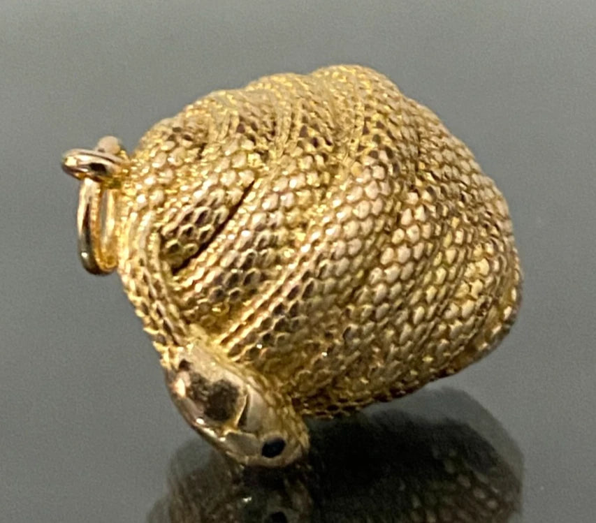 9K Yellow Gold and Sapphire SNAKE Pendant 21.0mm High
