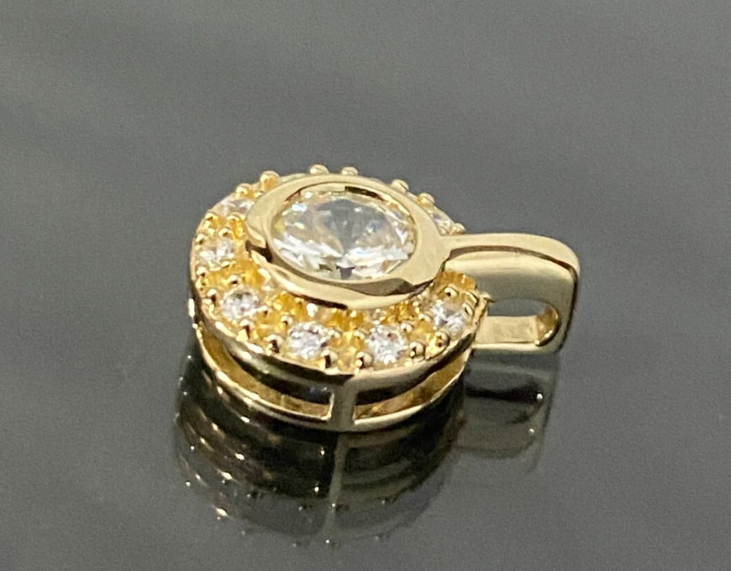 14K Yellow Gold & Cubic Zirconia Halo Pendant
