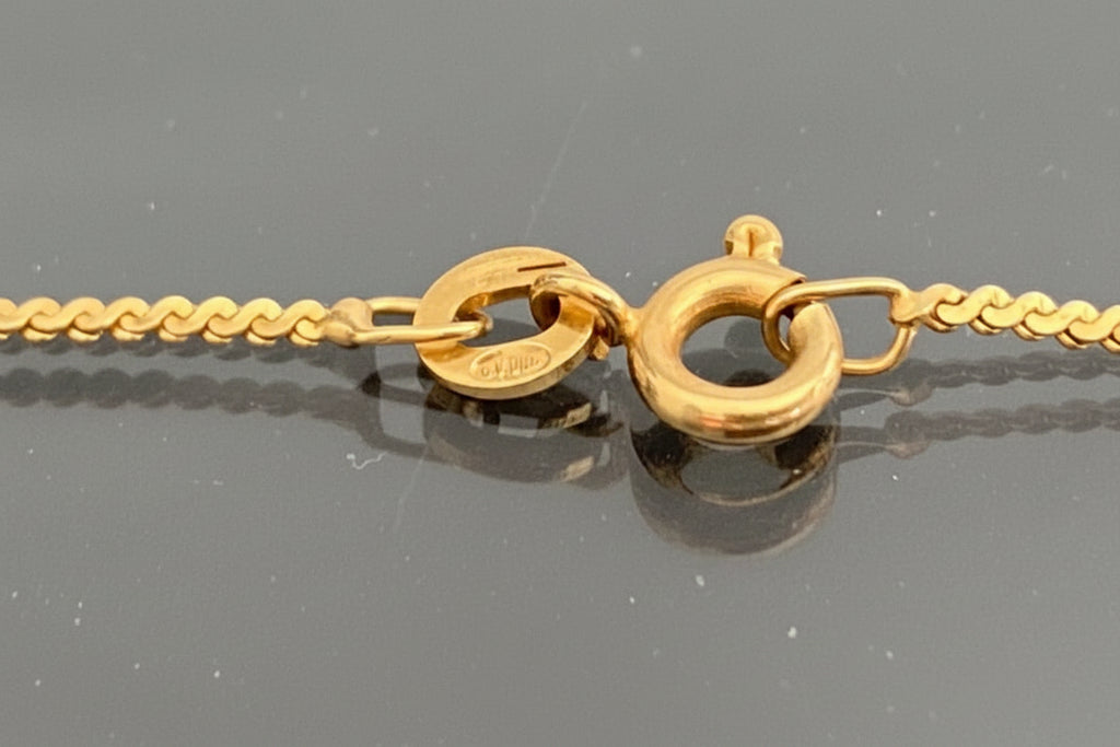 18K Yellow Gold Serpentine Link Chain Necklace 50cm Long