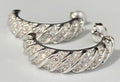 14K White Gold & 1.75CT Diamond Half Hoop Earrings 26.70mm high