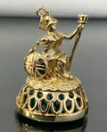 9K Yellow Gold W/ Chrysoprase Intaglio Britannia Charm Seal Fob Pendant