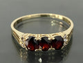 9K Yellow Gold W/ Garnet & CZ Three Stone Ring Size V 1/2 - 11