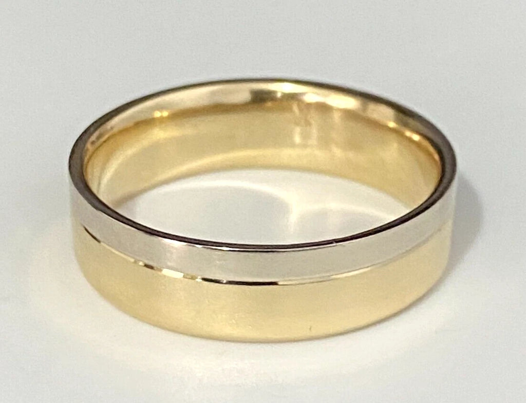 14K Two Color Gold Wedding Band Ring Size S - 9 1/8