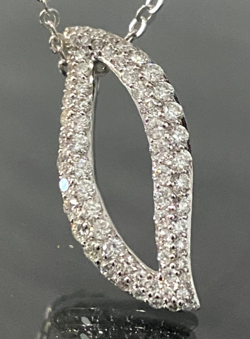 14K White Gold W/ 1.00CT Brilliant Diamond Drop Pendant
