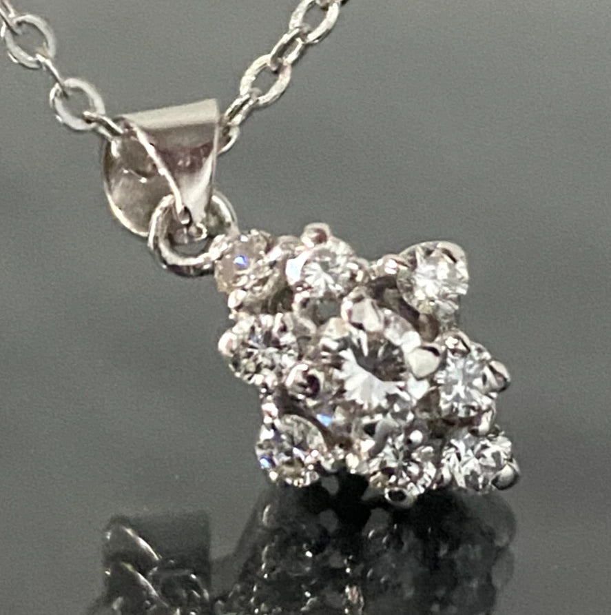 18K White Gold W/ 0.60CT Brilliant Diamond Pendant