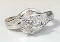 9K White Gold & 0.50CT Brilliant Diamond Cluster Ring Size M - 6