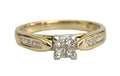 18ct Yellow Gold 0.50ct Princess Diamond Cluster Engagement Ring - Size N 1/2