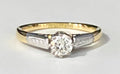 18K Yellow Gold & Platinum 0.30CT Diamond Solitaire Ring Size K - 5 1/8