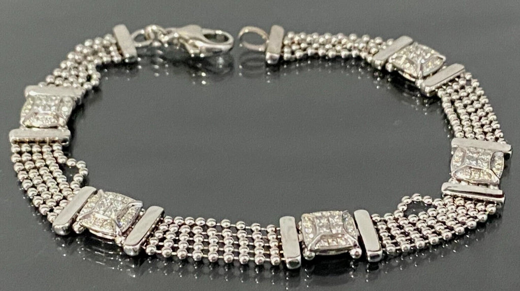 18K White Gold & 1.0CT Diamond Bracelet 20cm Long