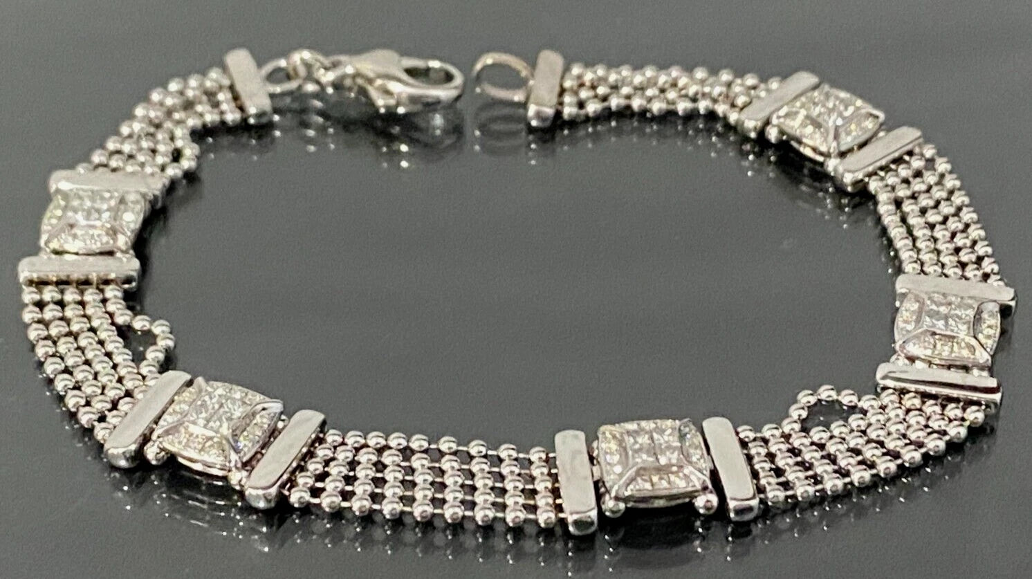 18K White Gold & 1.0CT Diamond Bracelet 20cm Long
