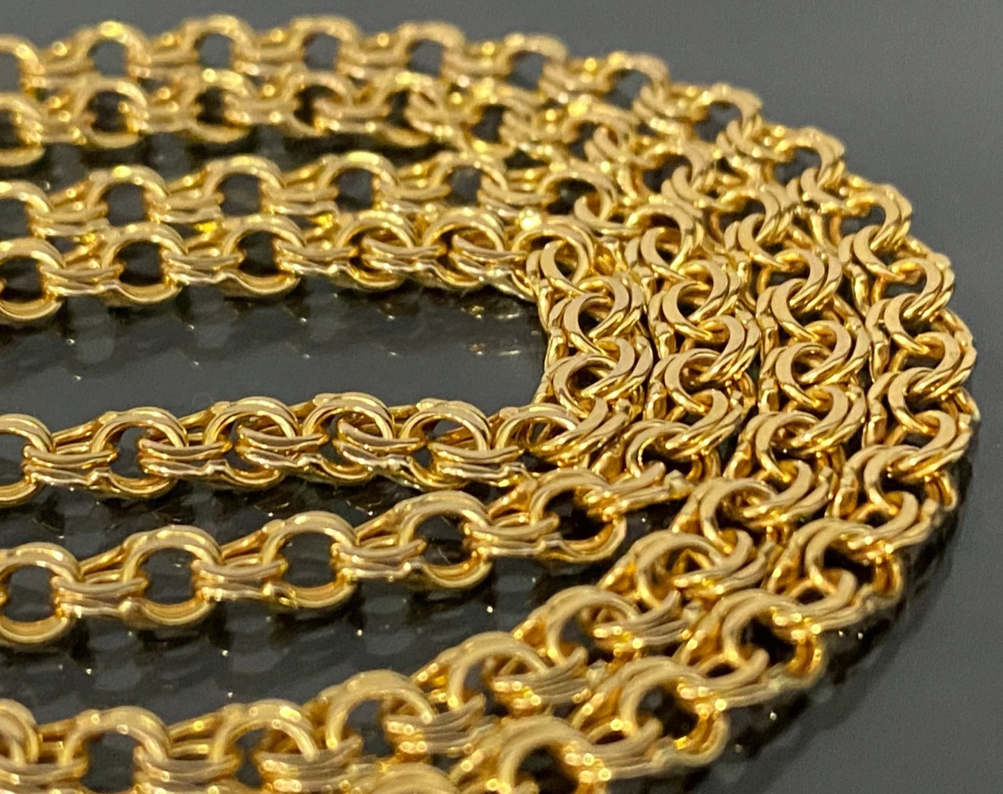 Vintage 12K Yellow Gold Chino Link Chain Necklace 46cm Long