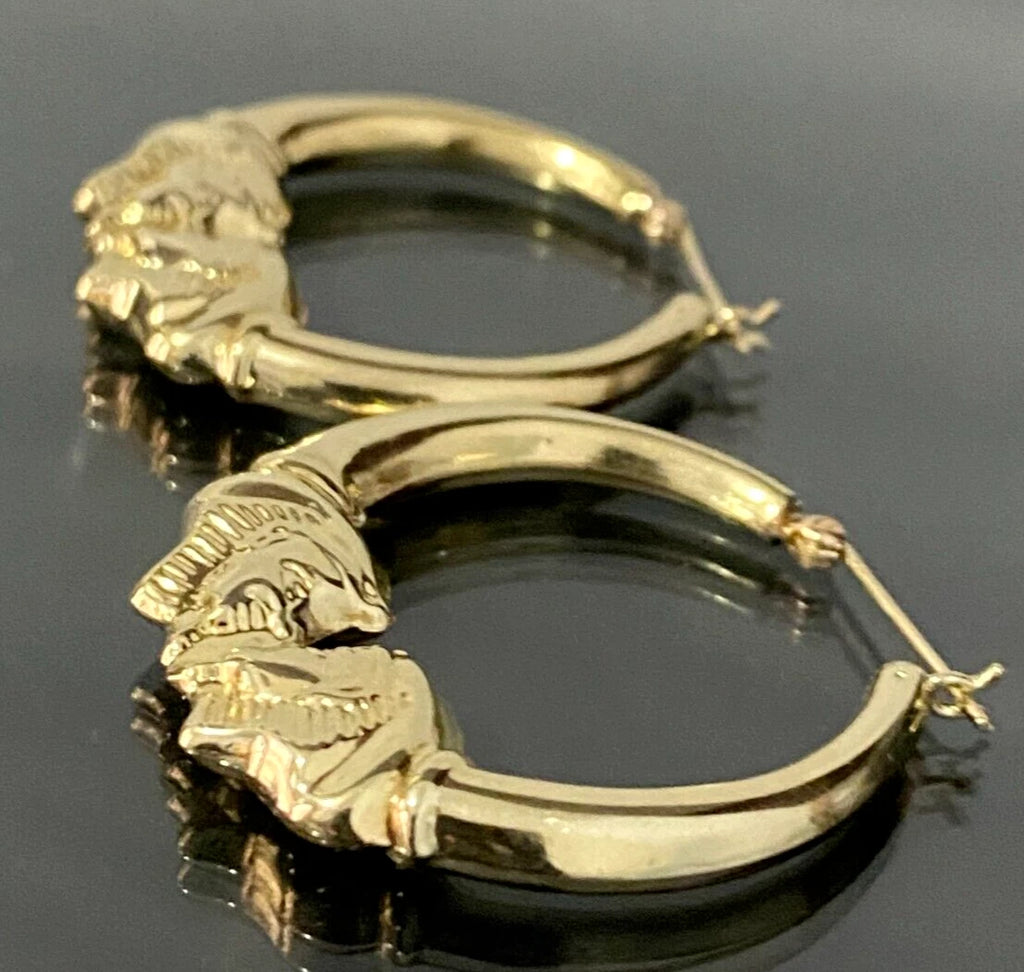 Large 14K Yellow Gold Pharaoh Creole Earrings
