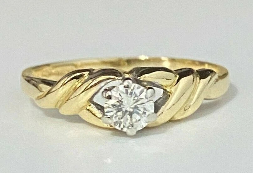 18K Yellow Gold & 0.25CT Diamond Solitaire Ring size N 1/2 - 6 3/4