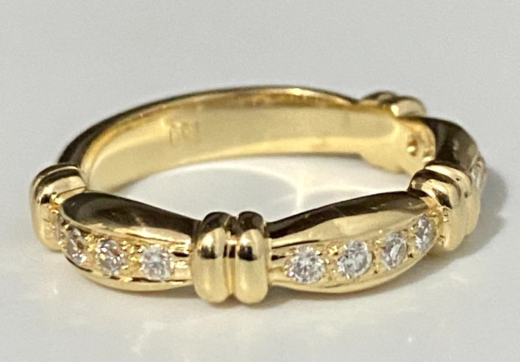 18K Yellow Gold & 0.25CT Diamond Wedding Band Ring Size O - 7 1/4