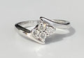 9K White Gold & 0.20CT Brilliant Diamond Bypass Ring Size I - 4 1/4