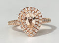 10K Rose Gold W/ Morganite & 0.25CT Diamond Halo Ring Size H 1/2 - 4