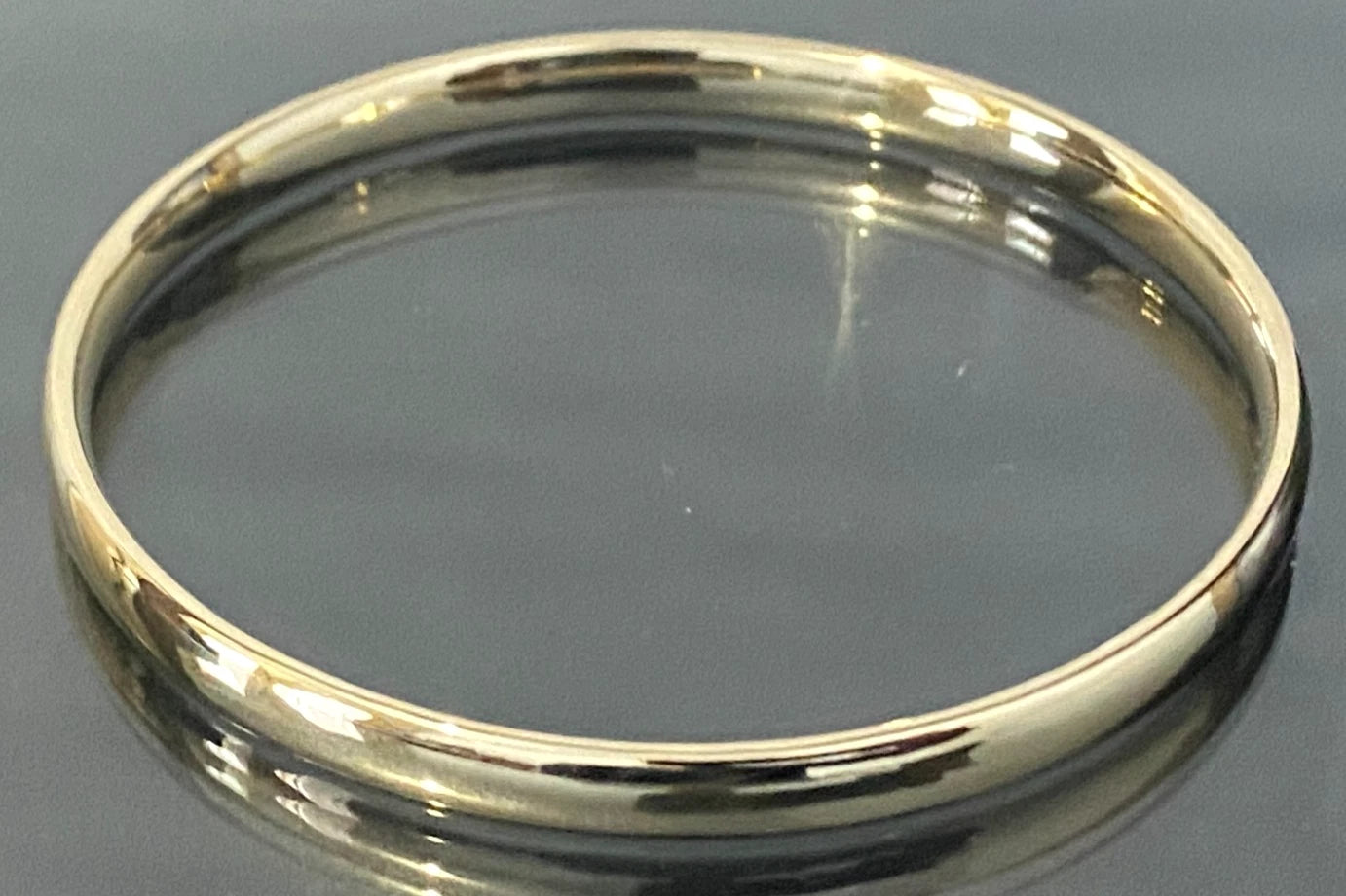 Heavy 9K Yellow Gold Solid Round Plain Bangle 65mm