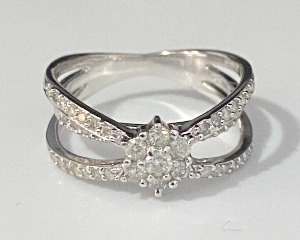 18K White Gold & 0.50CT Diamond Openwork Cluster Ring Size L - 5 1/2