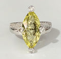 18K White Gold W/ 4.16CT Prasiolite & Diamond Ring Size M - 6